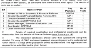 Government of Pakistan Finance Division Job Vacancies.